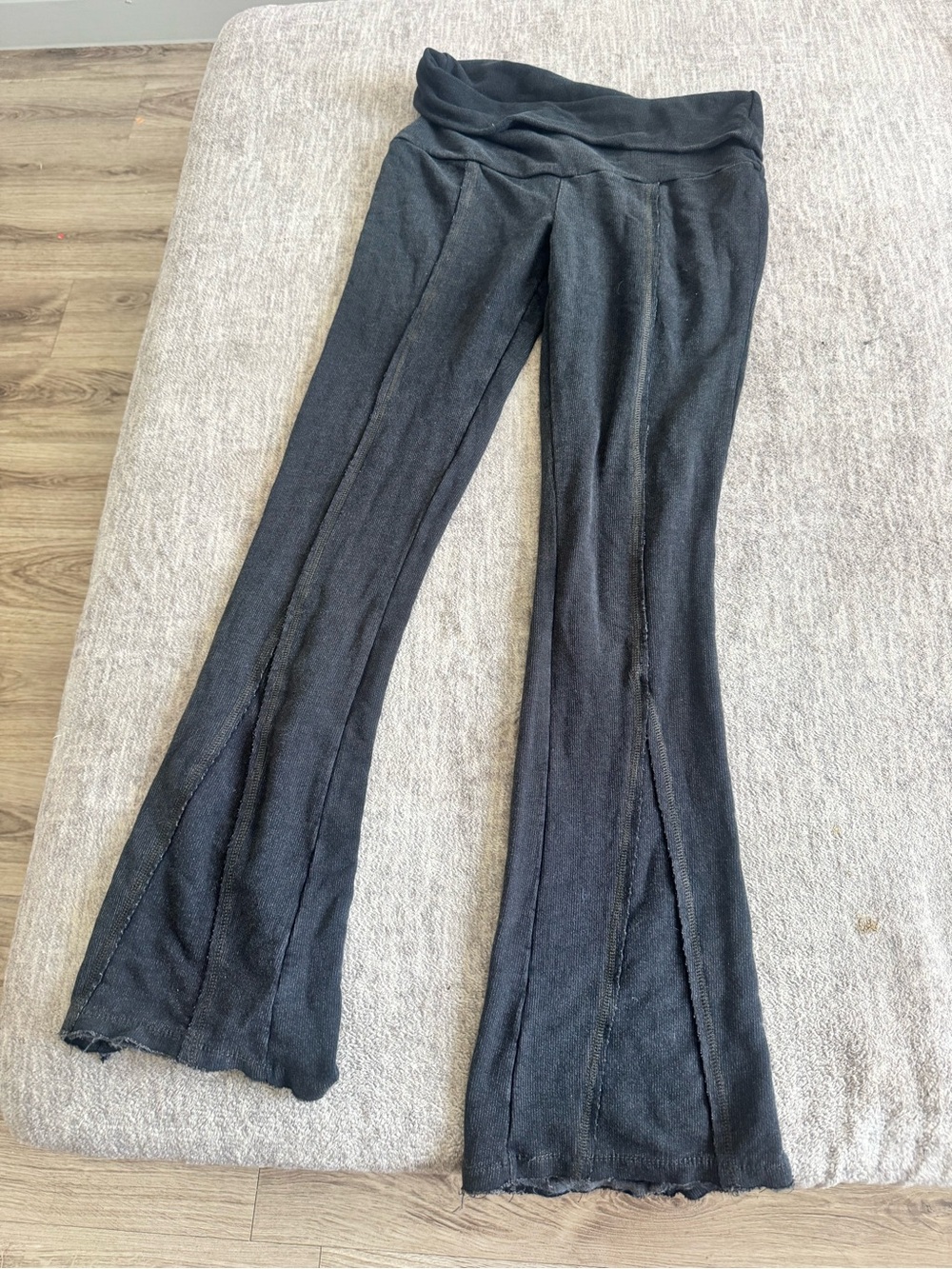Free People Black Flare Wide-Leg Knit Jeans